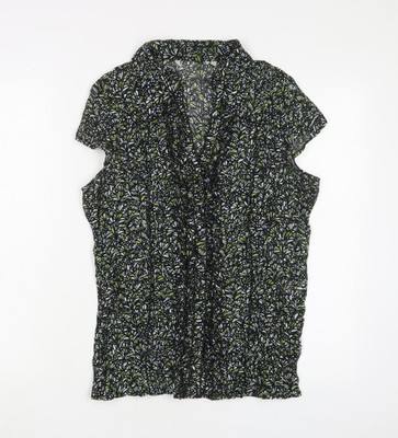 Per Se Damen rot geometrisches Polyester Basic Knopfleiste Größe 14 Kragen - Plissee