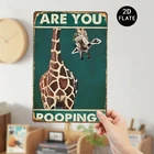 Vintage Humorous Giraffe Cow Tin Metal Signs Home Décor 8x12
