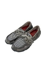 Twisted X Kid's Grey Weave Moc Leather Slip On Flats Youth Size 4.5 M