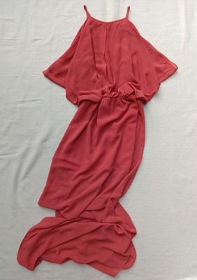 100% Seide Maxikleid Gr. 36 S Koralle Abendkleid Cocktailkleid Cachew