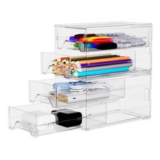 Desk Organizer Drawer Office Storage: 4 Plastic Drawers Organizers for Small ...