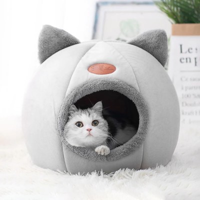 Winter Katzenbett Zelt Kuscheliges Nest Warm Korb Hundehütte Indoor Tiefschlaf Matte Pad