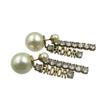 Earrings  Christian Dior J ADIOR Pearl Rhinestone Gold White Earrings 1404