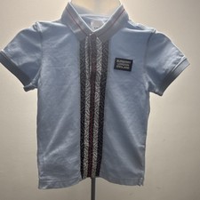 Burberry Men's Light Blue Logo Polo Shirt Size L Short Sleeve Collared Button