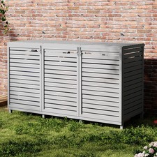 Triple Wooden Wheelie Bin Store Outdoor Cupboard for Garden Storage Dustbin Shed