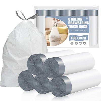 Bolsas de basura con cordón de 8 galones, medianas, sin perfume, para cocina