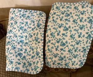 Modern Southern Home White Blue Floral Standard Set Shams 20" x 26" Quilted NWOT