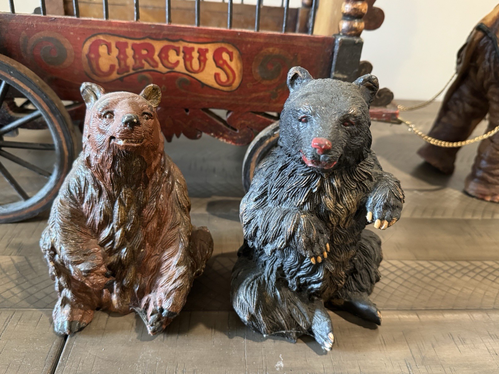 1920-1940s Barnum & Bailey Circus Wagon w/ Clown, Elephant & Two Bears Set Of 5