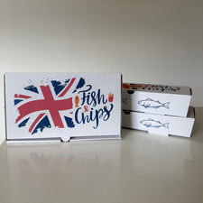 Fish and Chips Boxes | Standard design | 3 Sizes Available | 10" 11" 12"