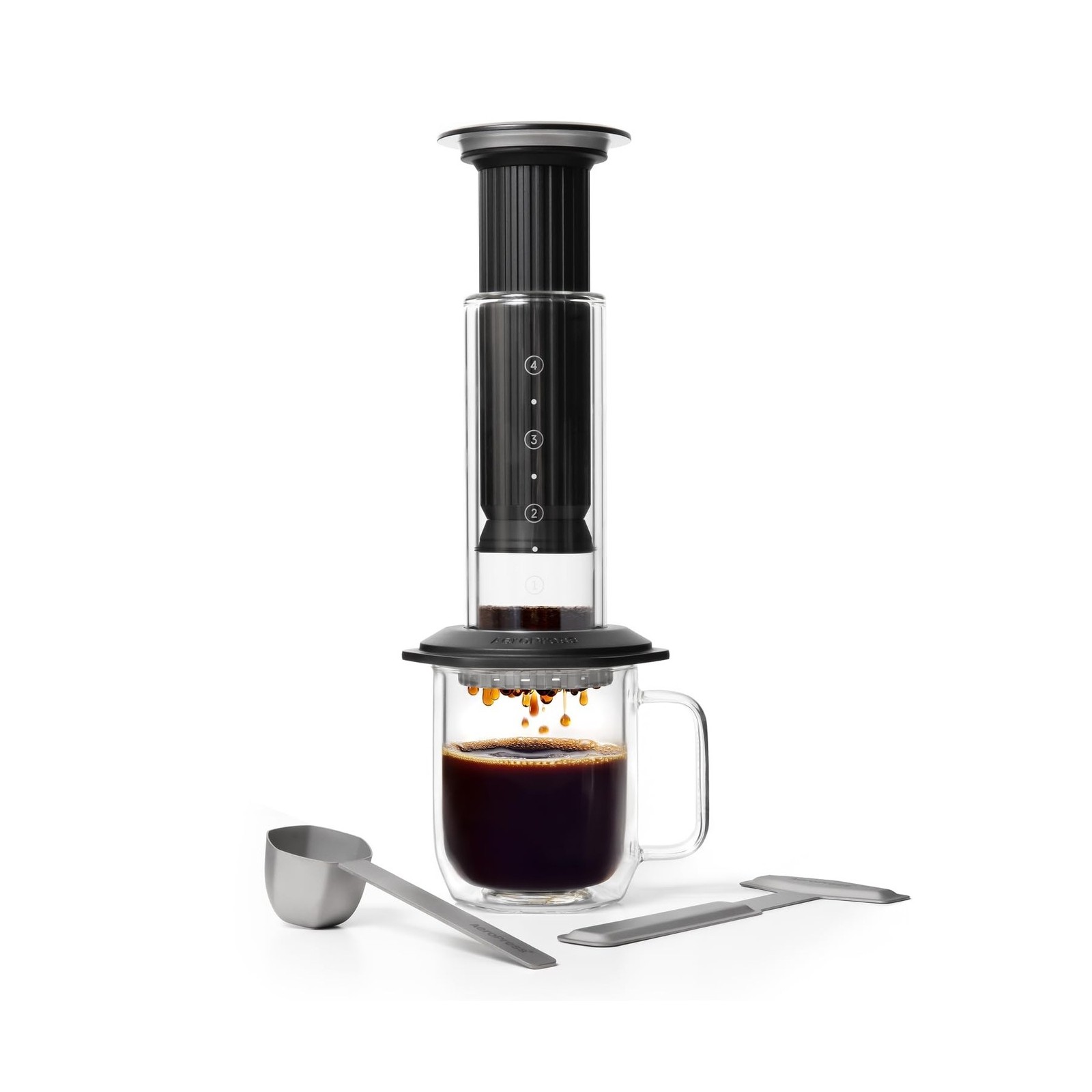 Premium Coffee Press, Glass, Stainless Steel & Aluminum Coff