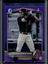 2025 Bowman Draft Kayson Cunningham Chrome Purple Refractor 1st Prospect #/250