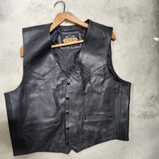 Guide Gear Black Leather  carry Vest Mens size XL Motorcycle biker