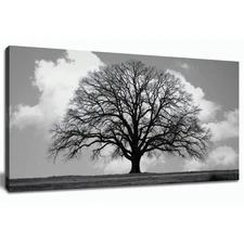Black and White Tree of Life Wall Art for Bedroom Modern Botanical Landscape ...
