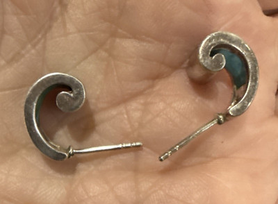 Vintage Sterling 925 längliche Türkis Inlay (EPEAR) 1/2'' Ohrringe