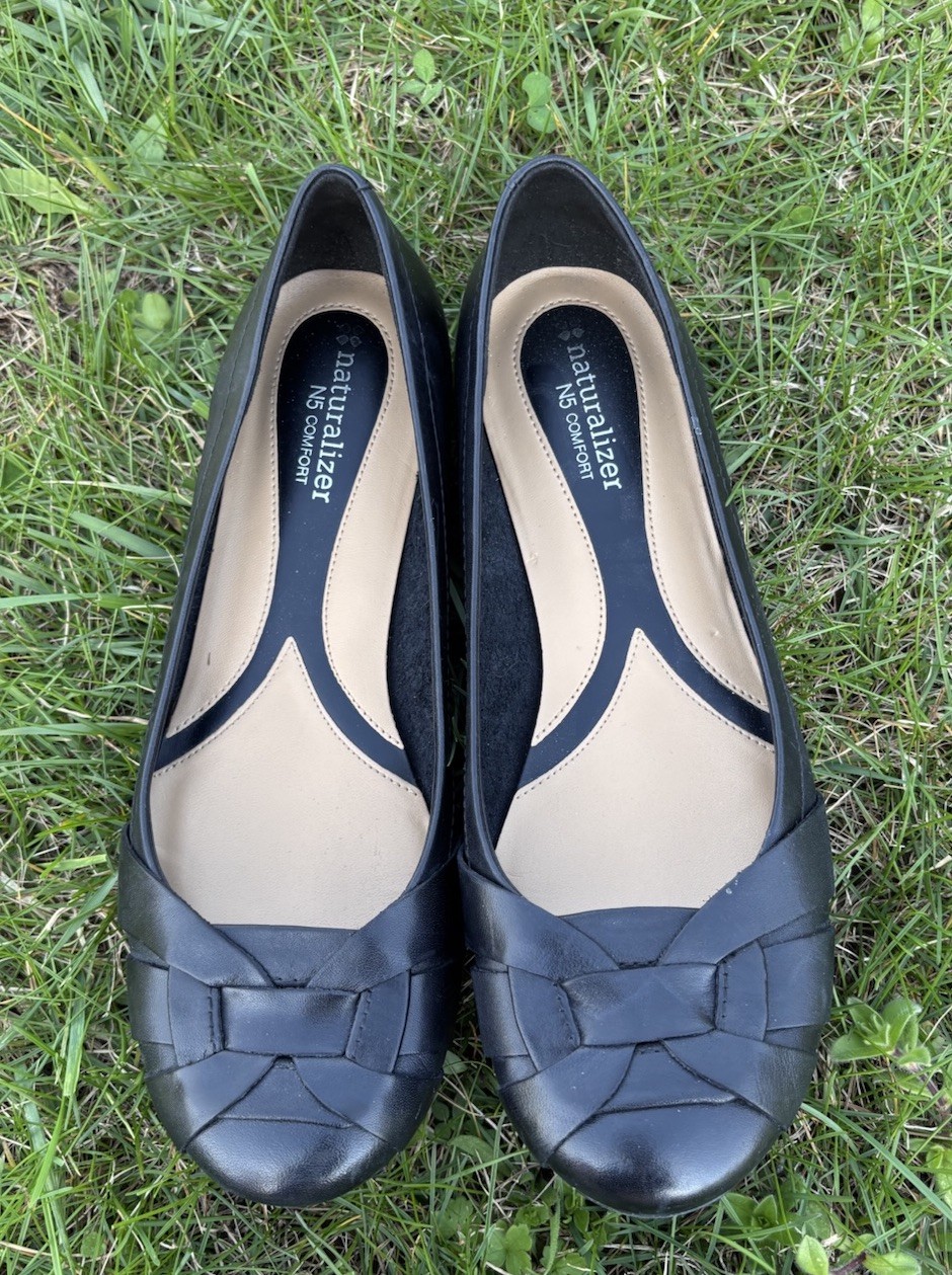 Naturalizer Women's Maude Ballet Flats Slip On Black Leather N5 Comfort Woven
