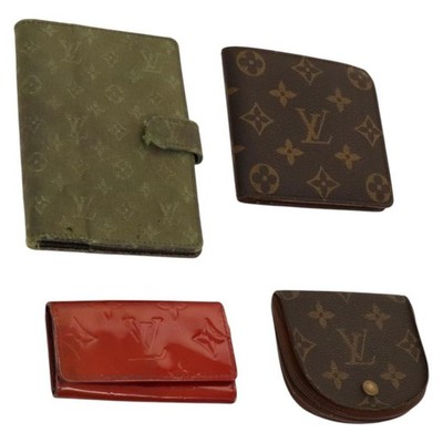 LOUIS VUITTON Monogram Vernis Day Planner Cover 4 Set Khaki Red LV Auth ti3329