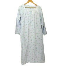 Lanz of Salzburg Flannel Nightgown Lavender Purple Floral Eyelet Size Small