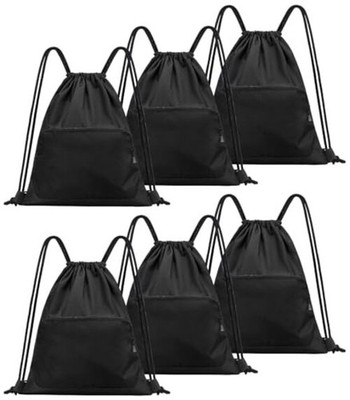 Sports Gym Drawstring Backpack Bag,Reusable Cinch Bag String Medium 1 Black
