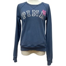 Vintage 2005 Victoria Secret PINK Y2K Sweatshirt Blue Spellout Small