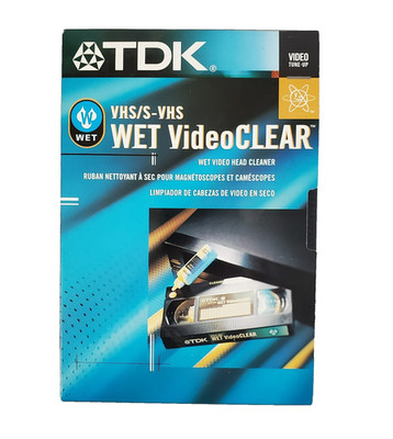 TDK Video Clear Wet VHS Head Cleaner VHS/S Video w/ VCR Cleaner Solution