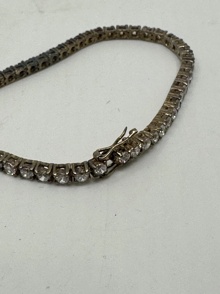 "Brazalete de eslabones de tenis estilo diamante blanco de plata de ley 925 de 7""" Foto 4 de 4