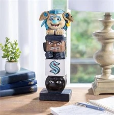 Seattle Kraken Tiki Totem Garden Statue, Team Logo, Hand Painted Resin, 16...