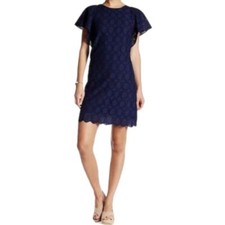 J. Crew Navy Blue Flutter Sleeve Eyelet Dress 4