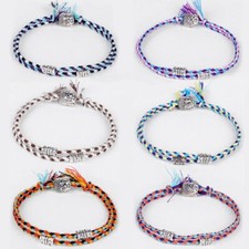 Tibetan Buddhist Lucky Woven Amulet Bracelet Women Men 2 Layers Cord Rope Bangle
