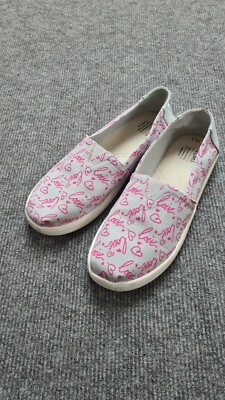 Toms Slipper hellgrau mit pinker Schrift Gr. 37,5