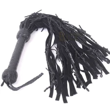 Real Genuine Cow Hide Suede Leather Flogger with Thorny Falls Black Heavy Duty