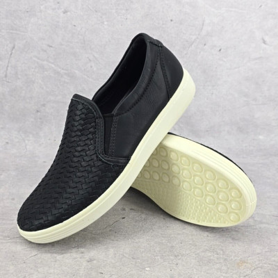 Ecco Danish Design Black Leather Slip-on Sneakers US Size 5