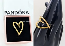 New 100%  Authentic PANDORA Essence Gold Organically Shaped Heart Ring 163288C00