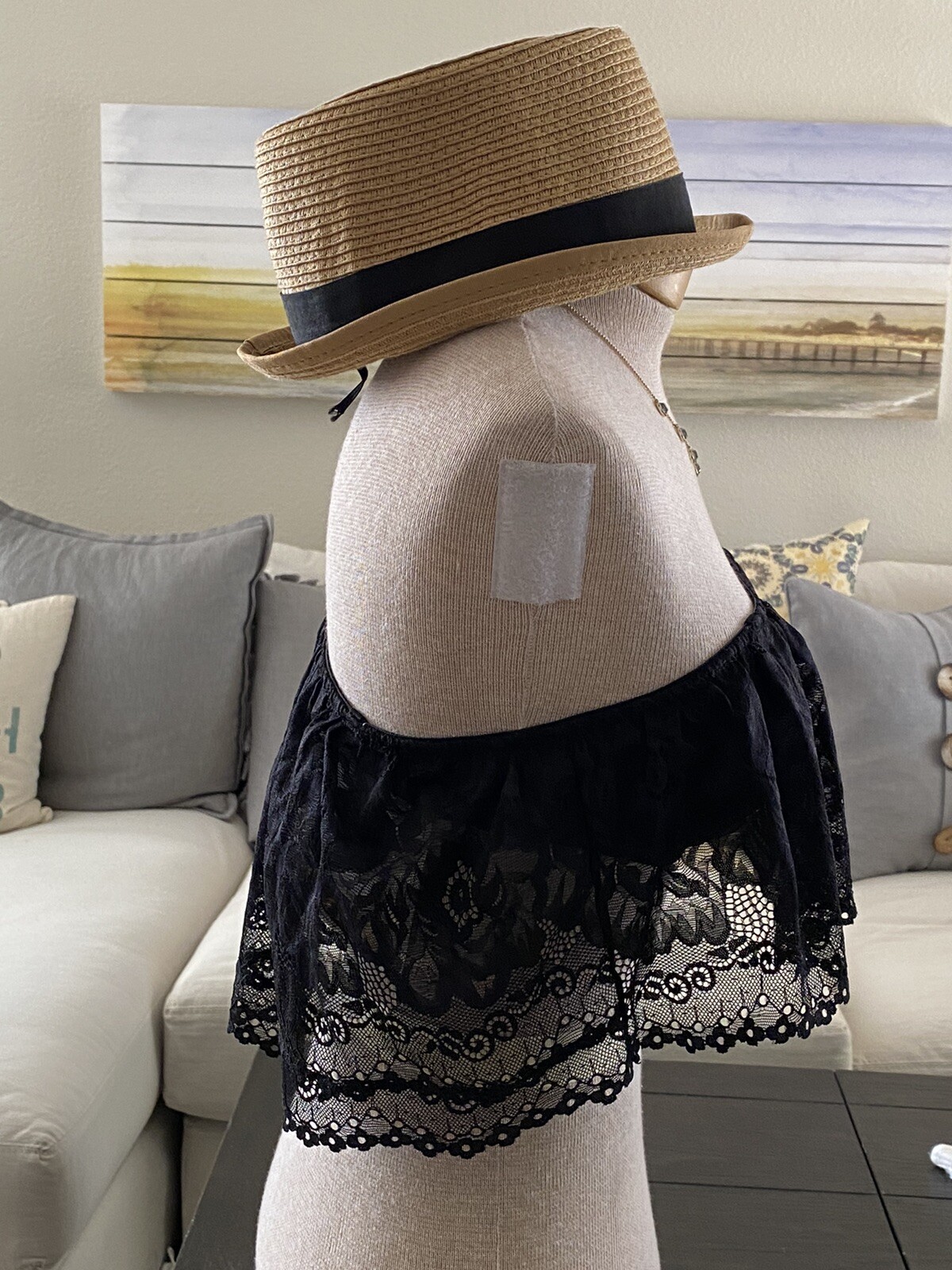 Fashion Forms Flouncey Bandeau Black Lace Bra NWT Size Large