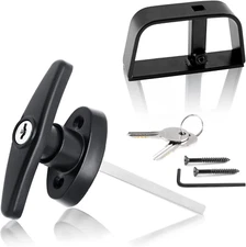 Luomorgo Shed Door Latch T-Handle Lock Kit with 2 Keys, 4-1/2" Stem Storage Barn