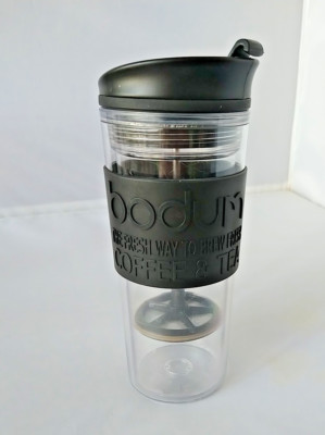 Bodum Coffee French Press Travel Mug Portable Doubled Walled Silicone Grip 8''