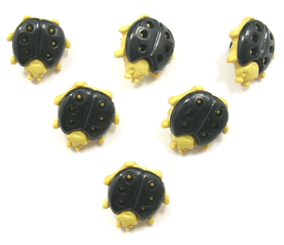 LOT 6 BOUTONS ACRYLIQUES : coccinelle noire/creme 17*16mm - Photo 1/1
