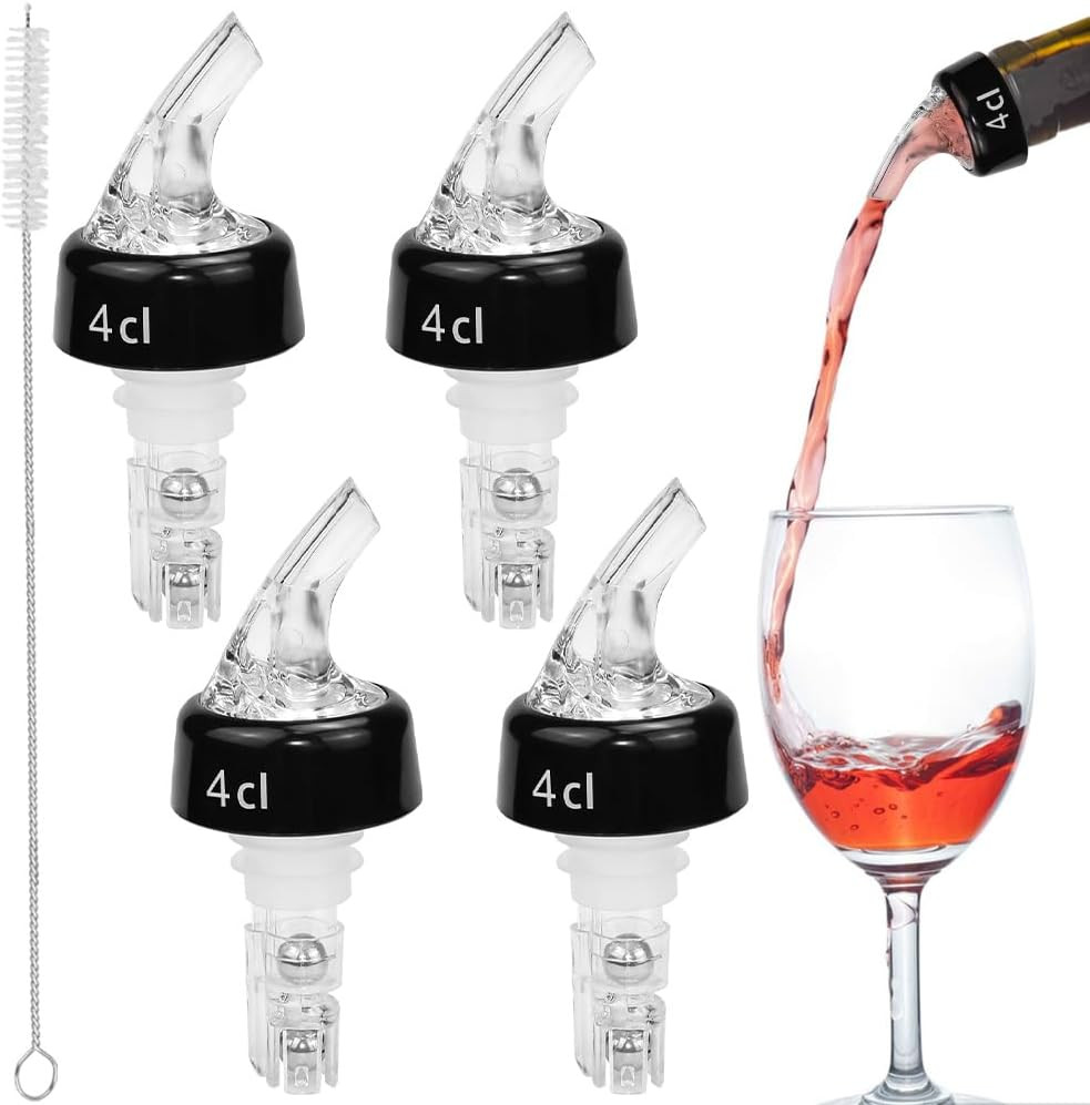 4 Stück Flaschenausgießer Spirituosen 4cl Dosierer für Flaschen, Ausgiesser für