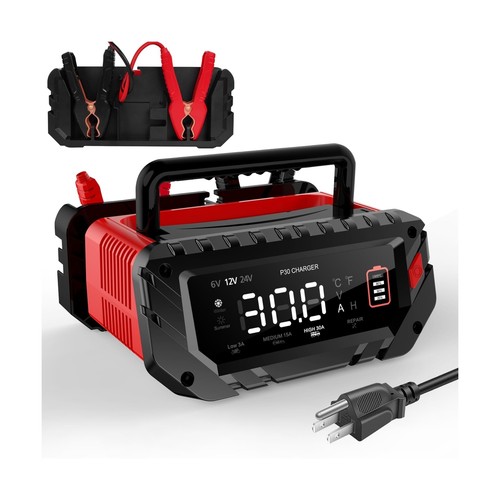 30 Amp Battery Charger, 6V/12V/24V Smart trickle Charger,car Battery