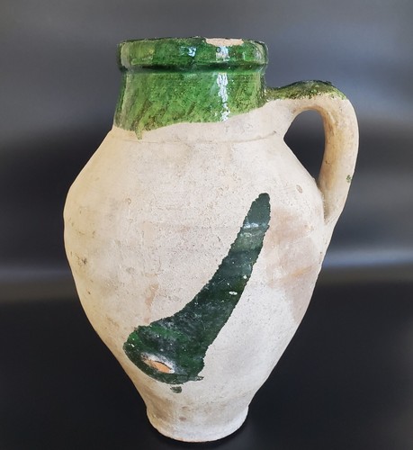 ANTIQUE VINTAGE PRIMITIVE FRENCH STYLE TERRACOTTA JAR VASE URN