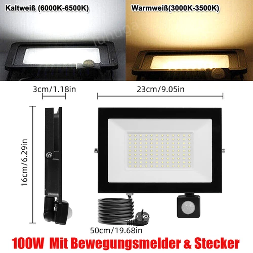 LED Fluter Stecker Außen Strahler Arbeitsleuchte Baustrahler Scheinwerfer Garten - Bild 215 von 251