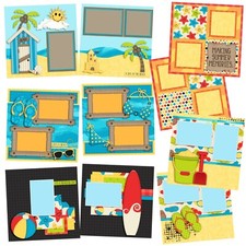 A DAY AT THE BEACH - Scrapbook Layout Set
