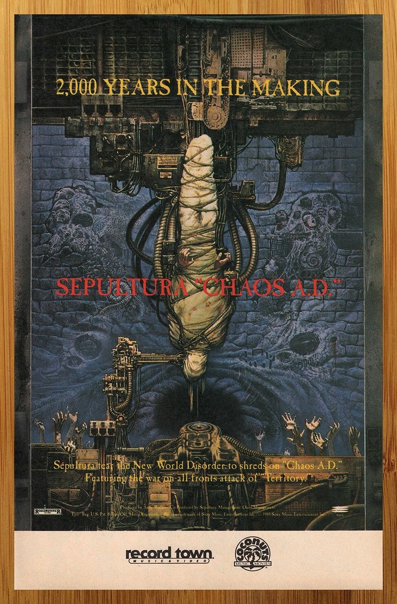 1993 Sepultura Chaos AD Vintage Print Ad/Poster Album CD LP Promo