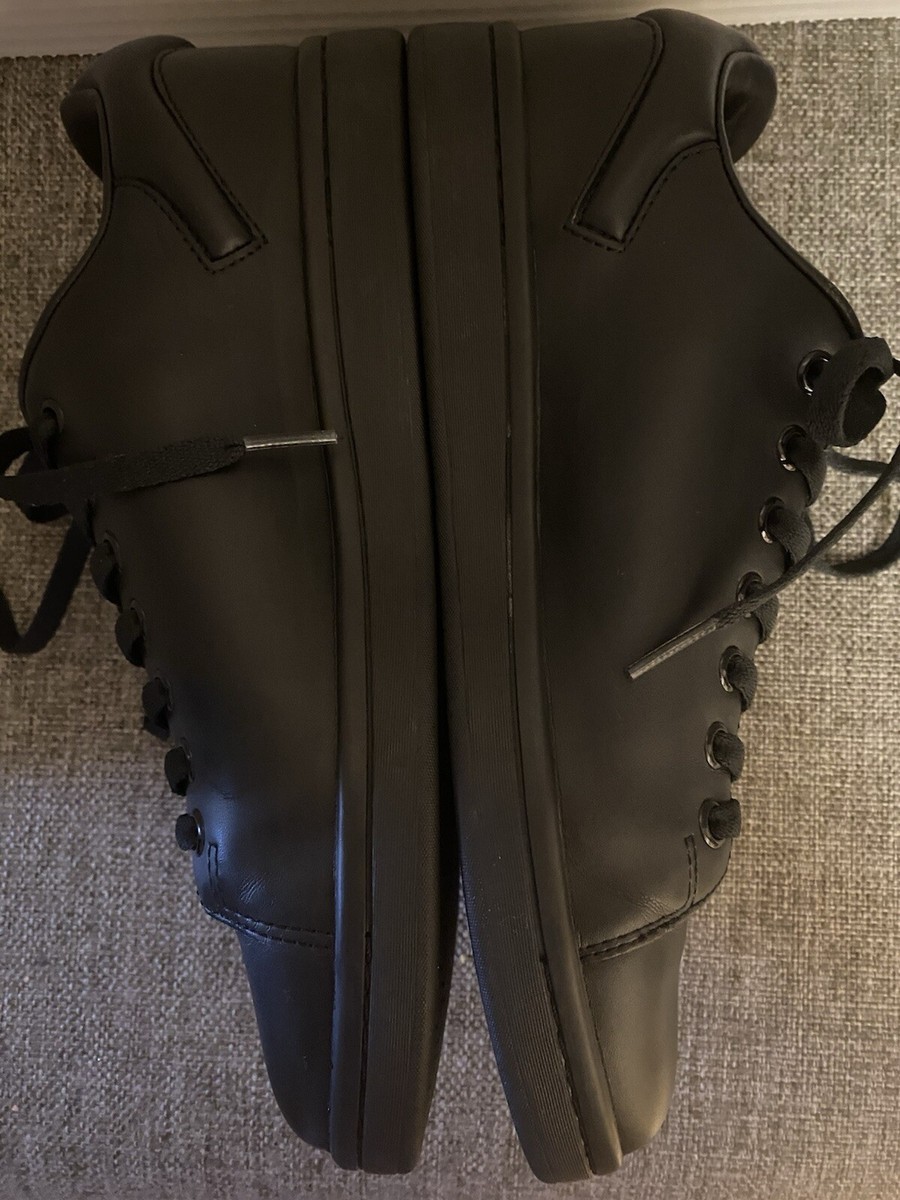 Raf Simons Orion Brushed Black Laceup Leather Low Top Sneakers