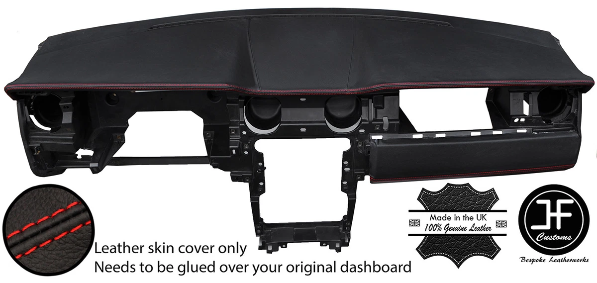 RED STITCHING DASH DASHBOARD REAL LEATHER COVER FITS FORD MUSTANG
