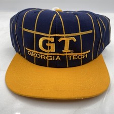 Vintage Georgia Tech Hat NCAA 80s Trucker Hat Snapback Striped USA
