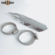 8chrome Flame Universal Exhaust Heat Shield Cover With Clamps For 1-34 Pipes 8chrome Flame Universal Exhaust Heat Shield Cover With Clamps For 1-34 Pipes