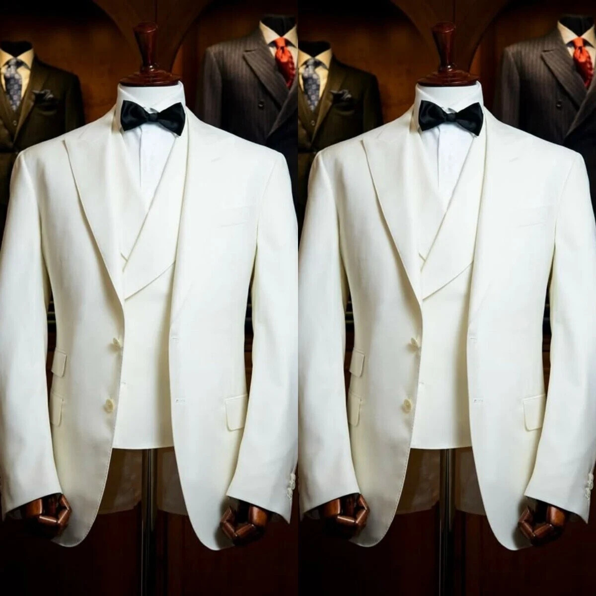 Formal Offical Men's Suits White Party Business 3Pcs Workwear Tuxedo Jacket