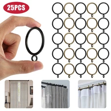 25PCS Metal Curtain Rings Hanging Hooks Rods Heavy Duty Window Shower Clips Set