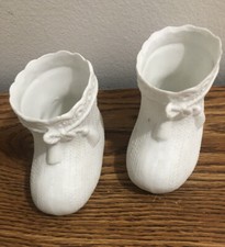 Two Bisque Baby Doll Booties. Exquisitely Designed.