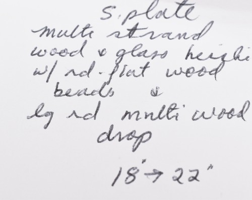 Silver Plate Multi-Strand Wood & Glass Bead Necklace w/ Wood Pendant 18-22" - Picture 14 of 14